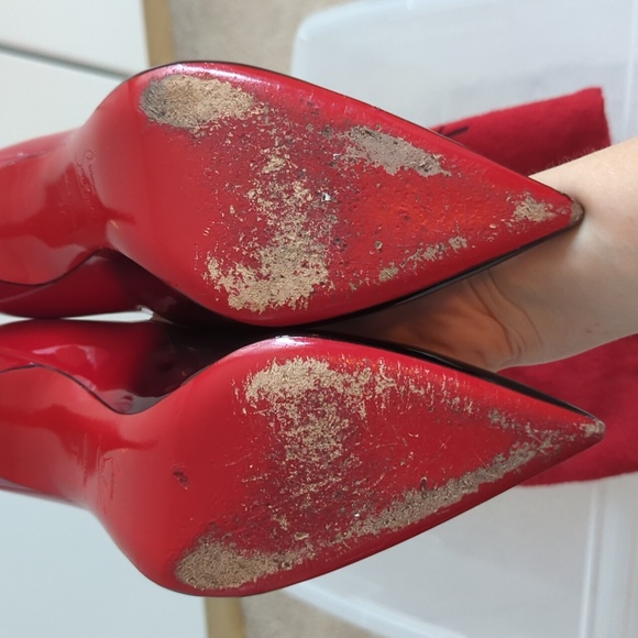 CHRISTIAN LOUBOUTIN Pumps Décolleté Black Red Ombre Heels Size 37 - Picture 6 of 9